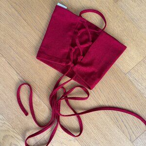 Shein Burgundy Lace-Up Crop Top – XS (Free w/ Bundle)